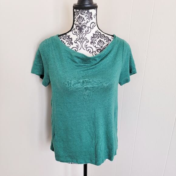 Anthro Maeve Horizon Rear Twist Linen Tee - Picture 2 of 5